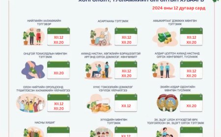 12 ДУГААР САРЫН ОЛГОЛТЫН ХУВААРЬ