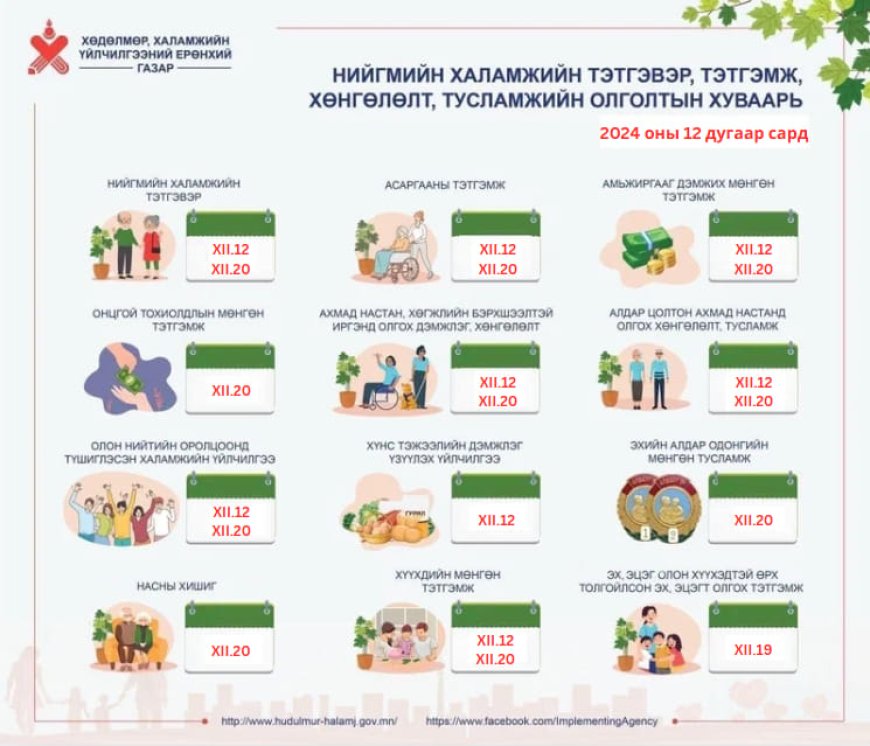 12 ДУГААР САРЫН ОЛГОЛТЫН ХУВААРЬ